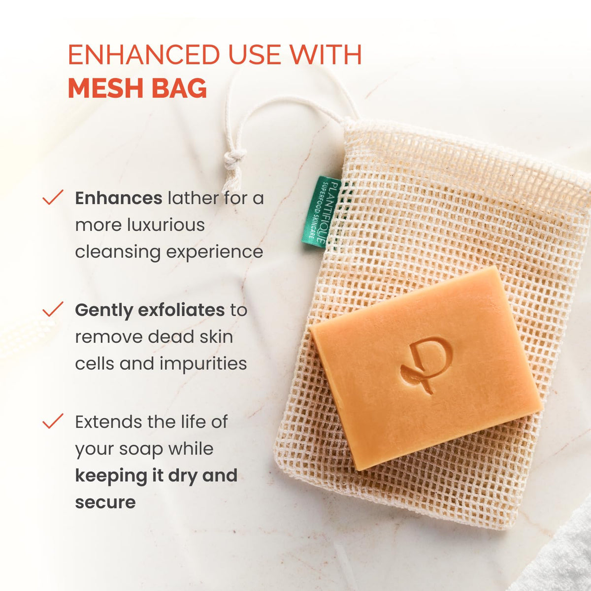 PLANTIFIQUE Kojic Acid & Turmeric Soap bar on a bathroom counter