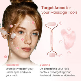 PLANTIFIQUE Rose Quartz Face Roller with ebook guide