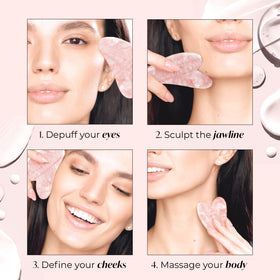 PLANTIFIQUE Rose Quartz Gua Sha tool in travel pouch