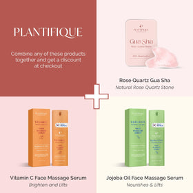 PLANTIFIQUE Rose Quartz Gua Sha tool with ebook guide