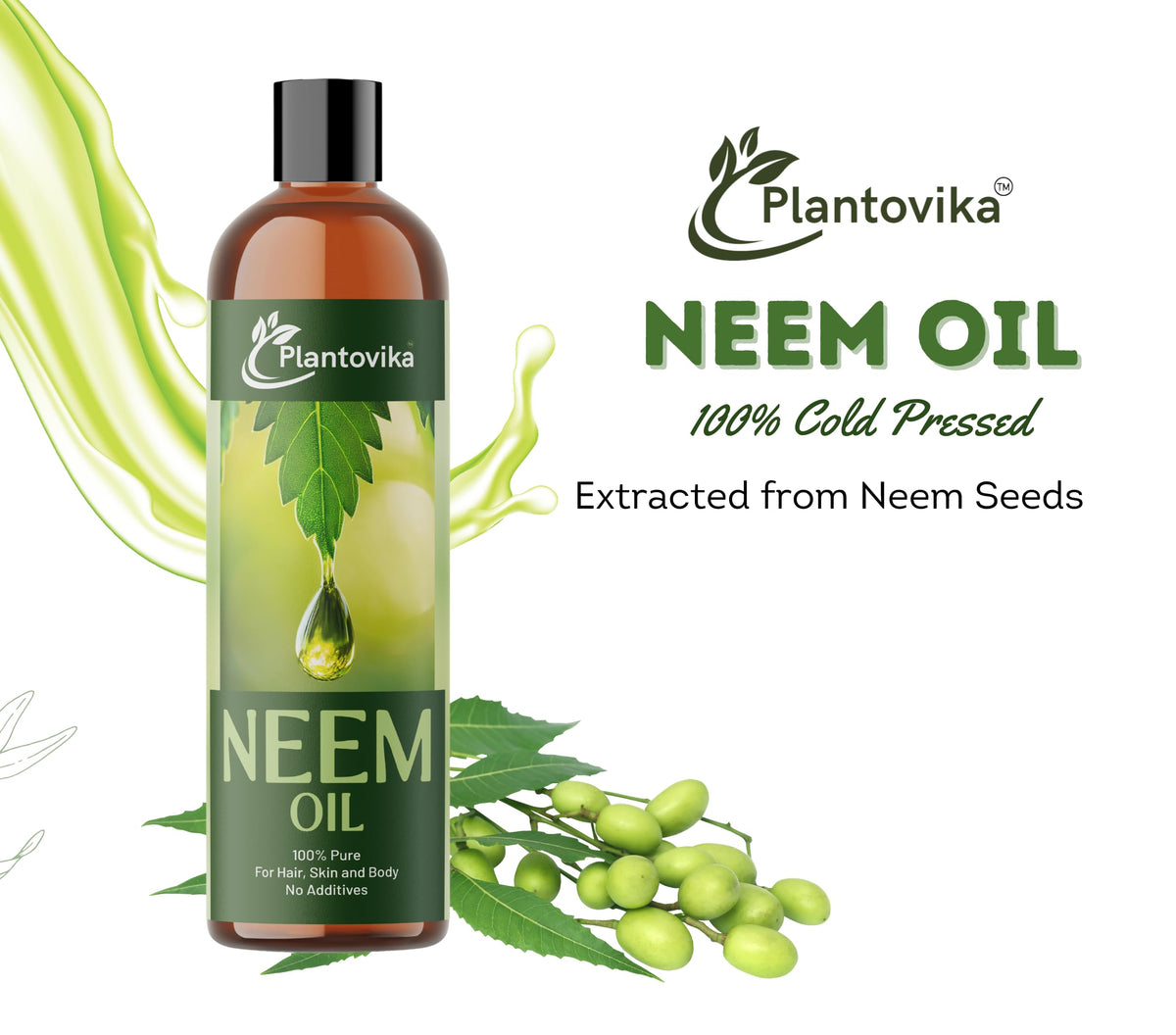 Plantovika Pure Neem Oil 16 oz bottle side view