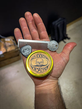 Platinum Death Grip Mustache Comb from THE VINTAGE GROOMING CO.