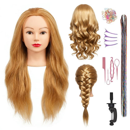 PlatolPro 26 Inch mannequin head front view with human hair