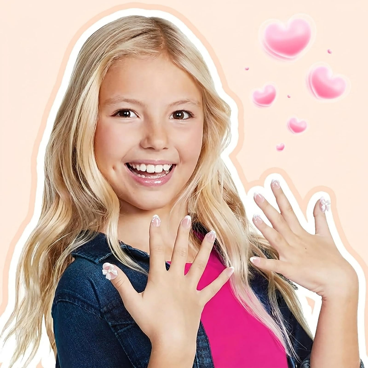 Plauva Bow Fake Nails with Pearl Designs for kids