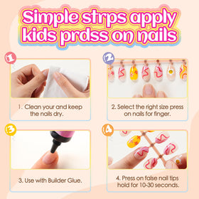 Plauva press on nails applied on children's hands
