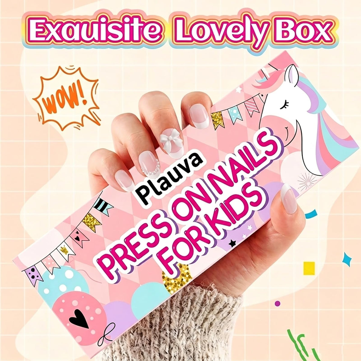 Plauva press on nails showing different sizes and shapes