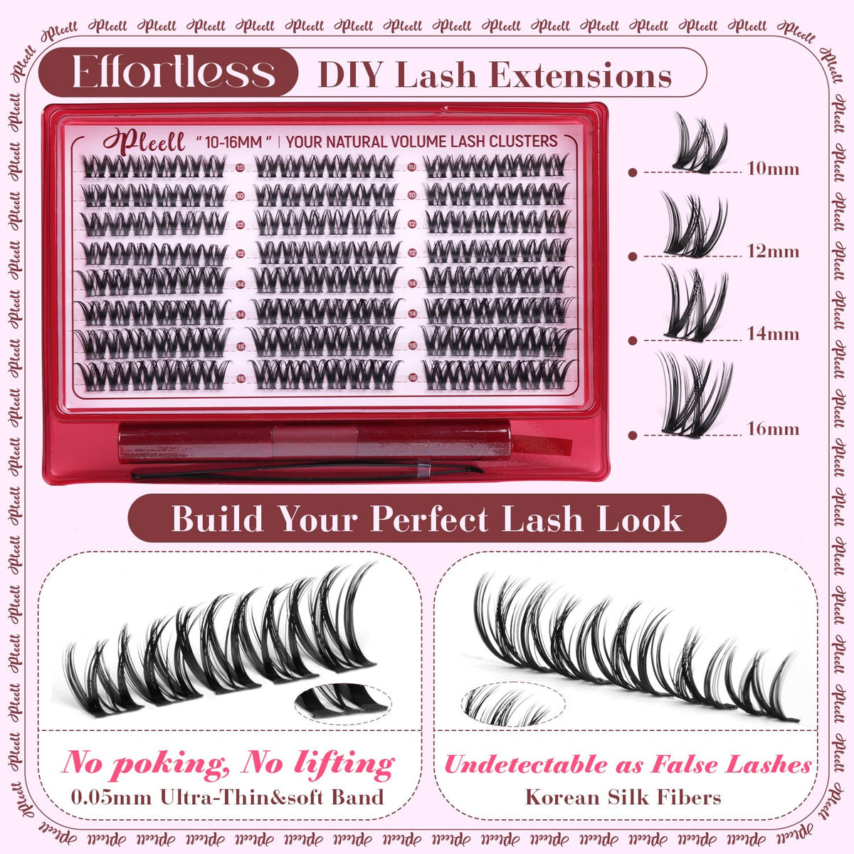 Pleell lash cluster glue and seal with packaging