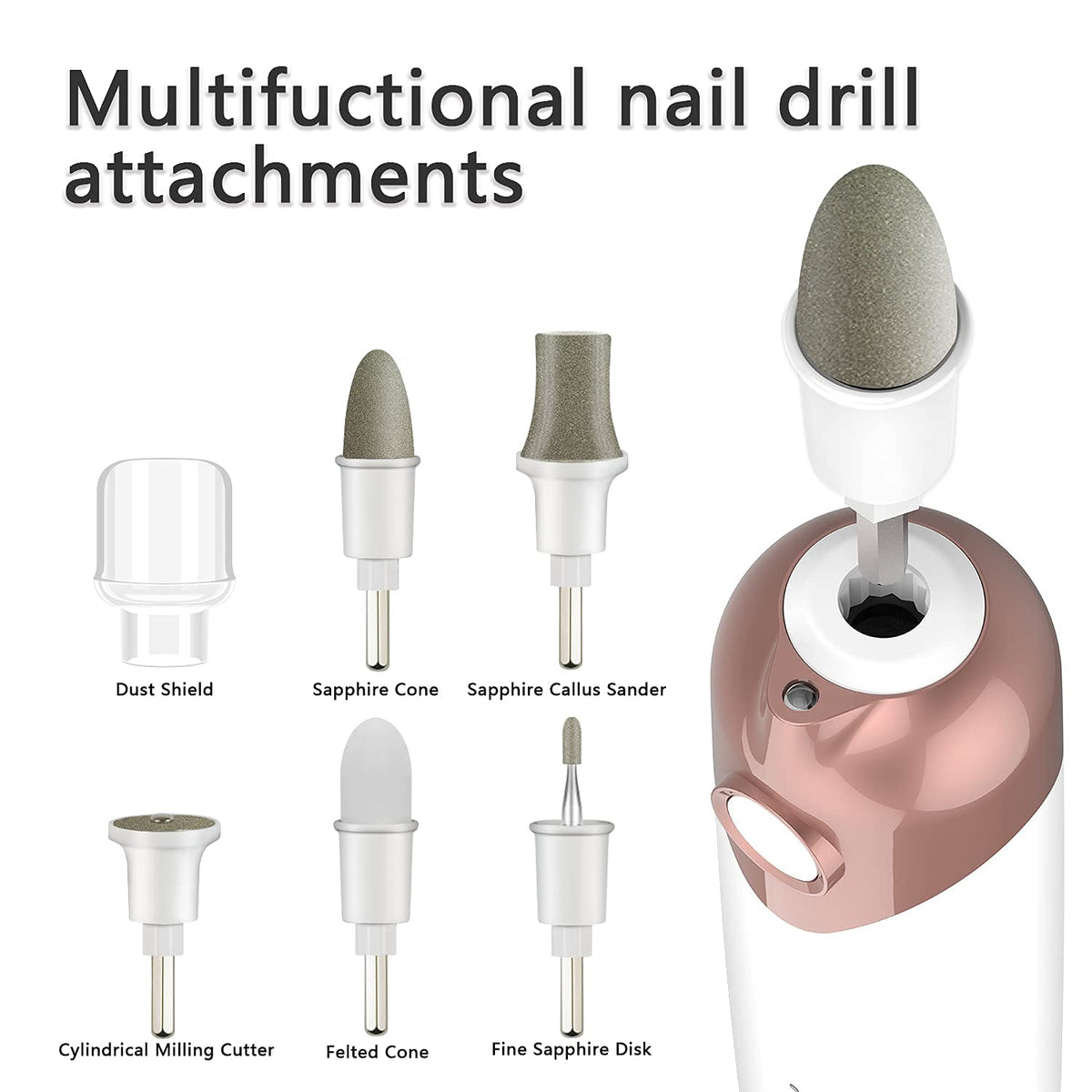 POLAMD Electric Nail File Set with stainless steel bits