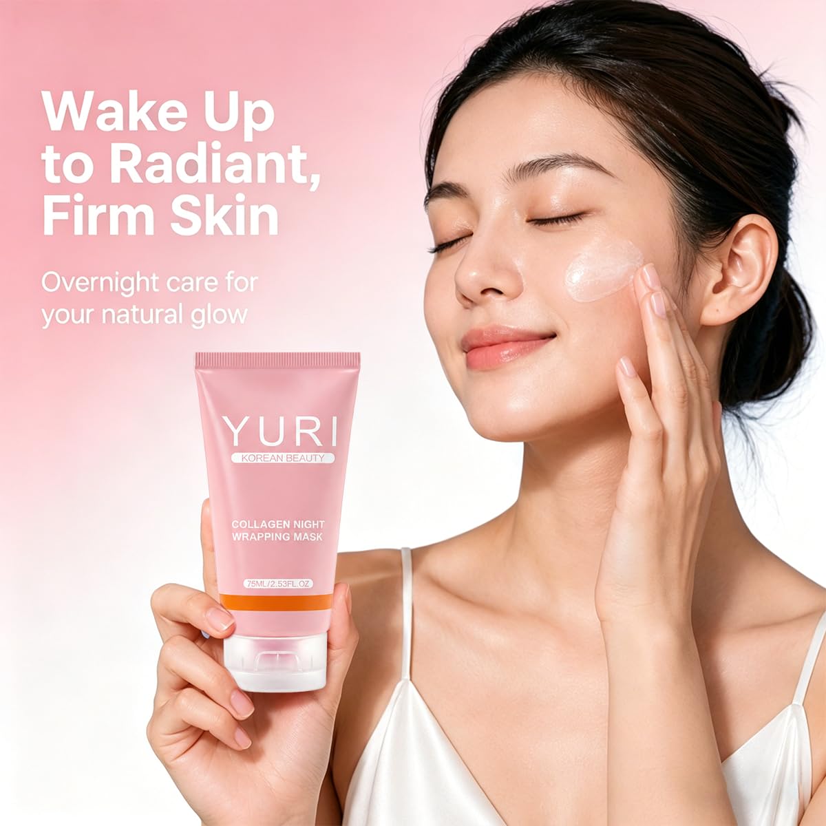 POLAR HAIR YURI Collagen Mask during nighttime skincare routine