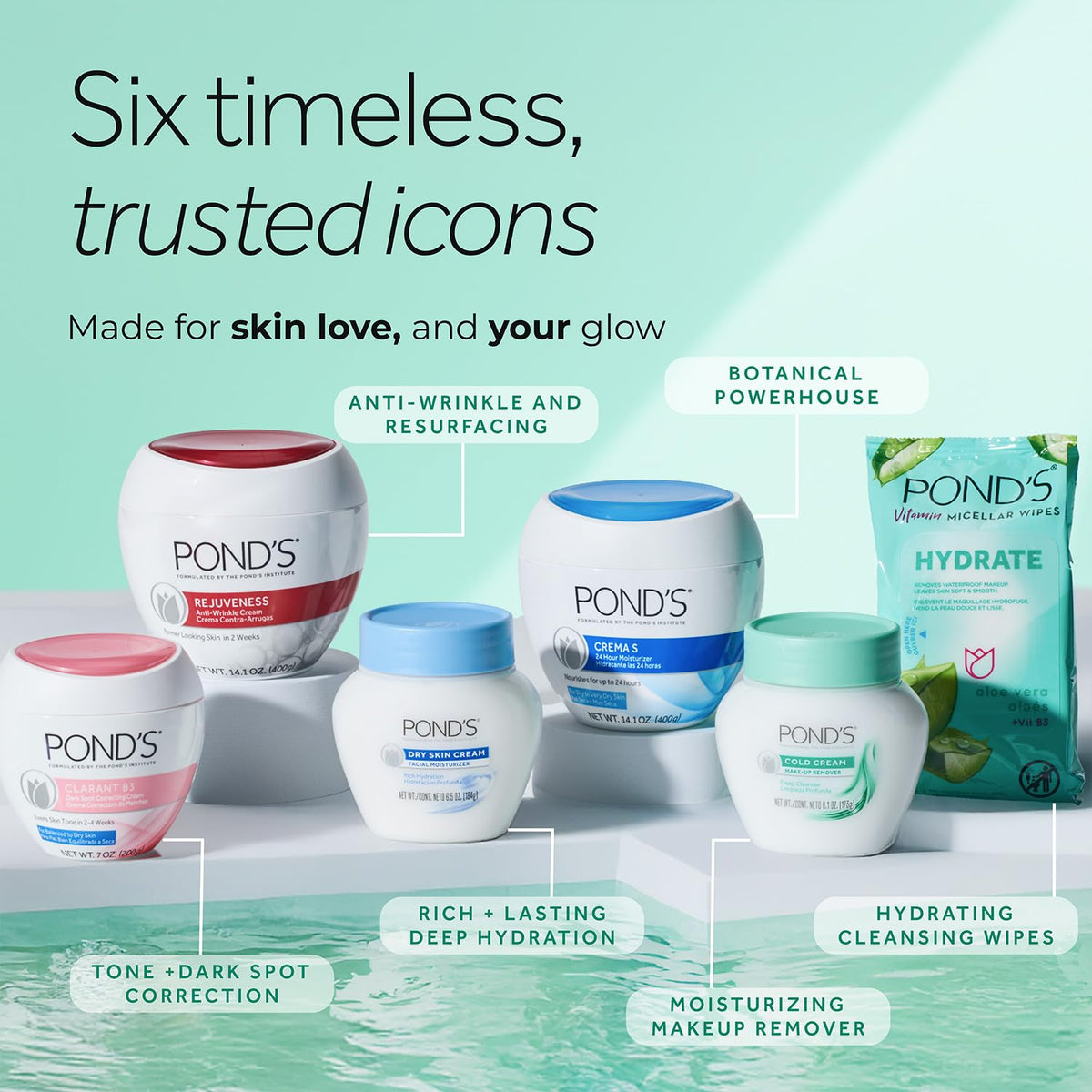 POND'S Dry Skin Cream 6-Pack with a soft towel