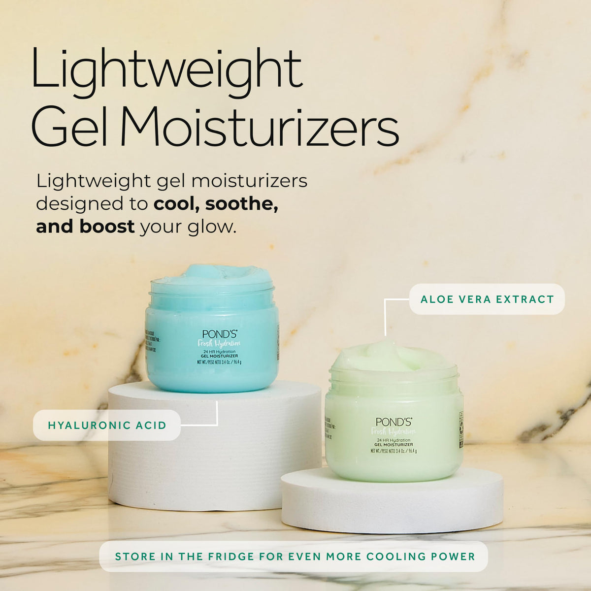 POND'S Fresh Hydration Gel Face Moisturizer with skincare products