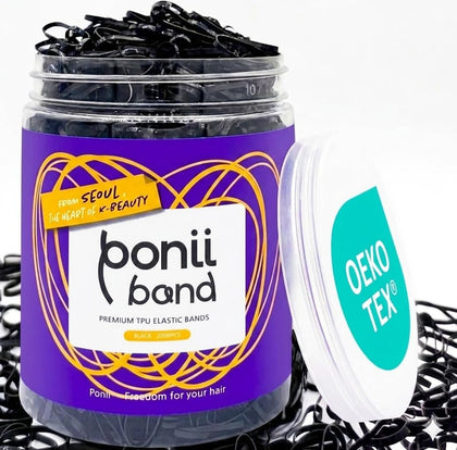 PONIIBAND 2000pcs black elastic hair bands front view