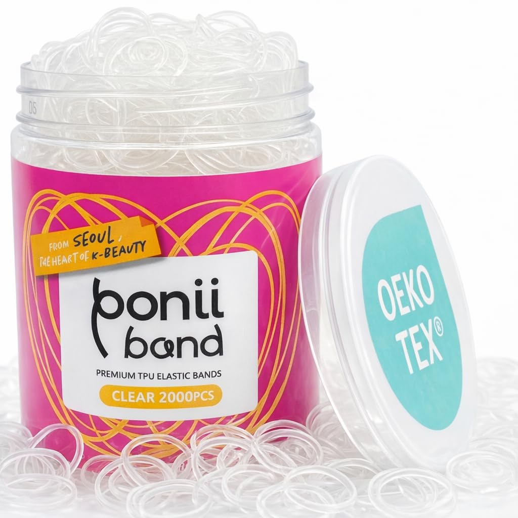 PONIIBAND 2000pcs clear elastic hair bands front view