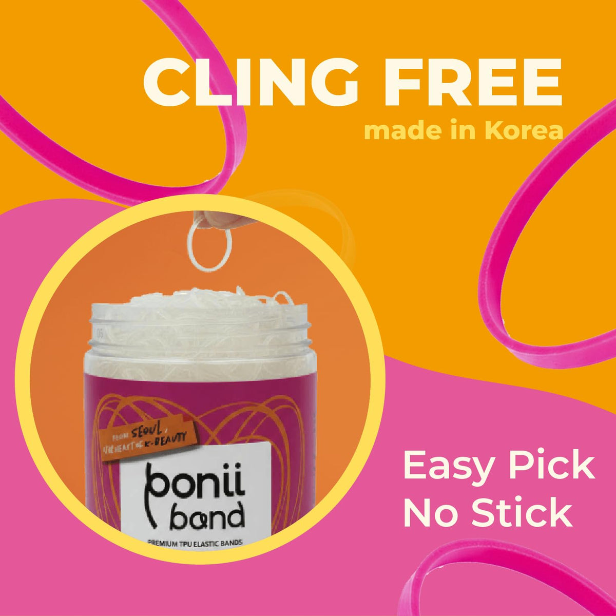 PONIIBAND clear elastic hair bands on a table