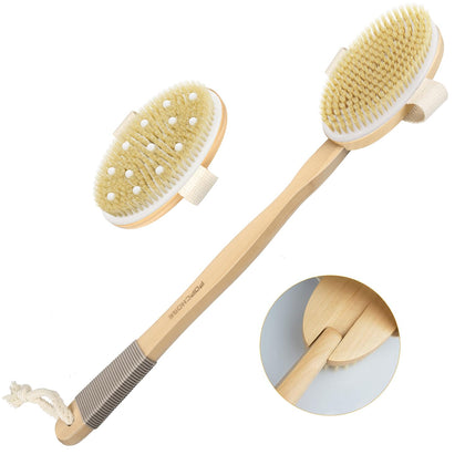 POPCHOSE Dry Brushing Body Brush front view with dual heads