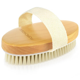 POPCHOSE Dry Brushing Body Brush front view with natural boar bristles