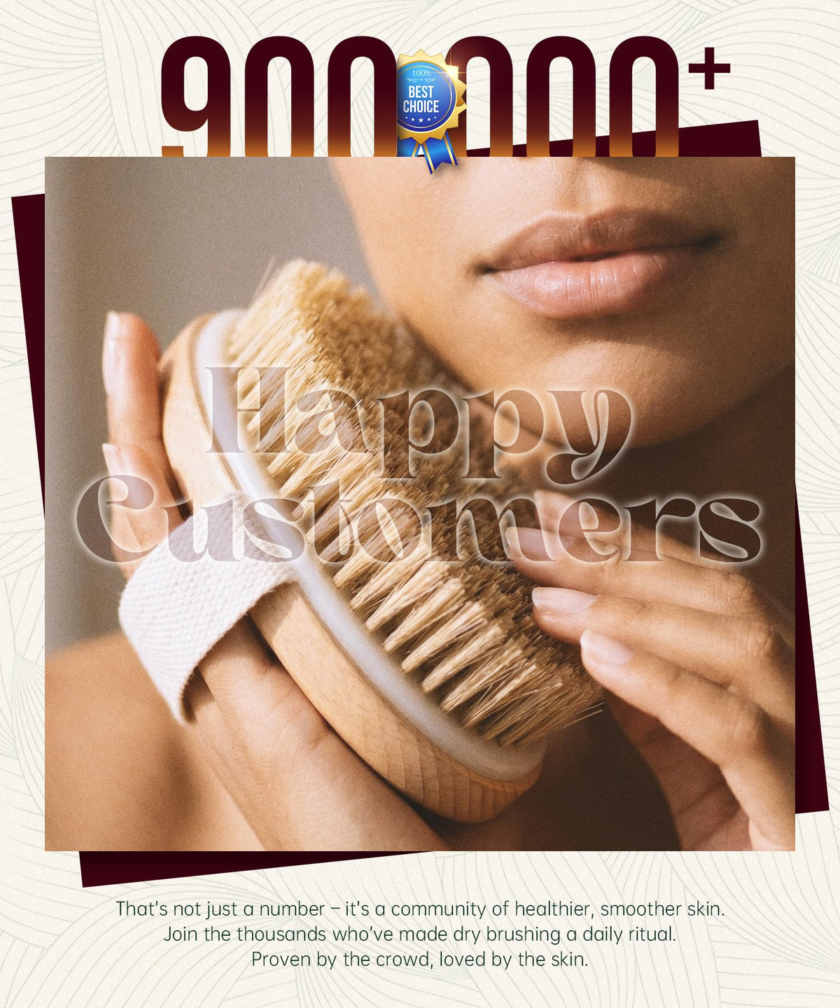 POPCHOSE Dry Brushing Body Brush in use on skin