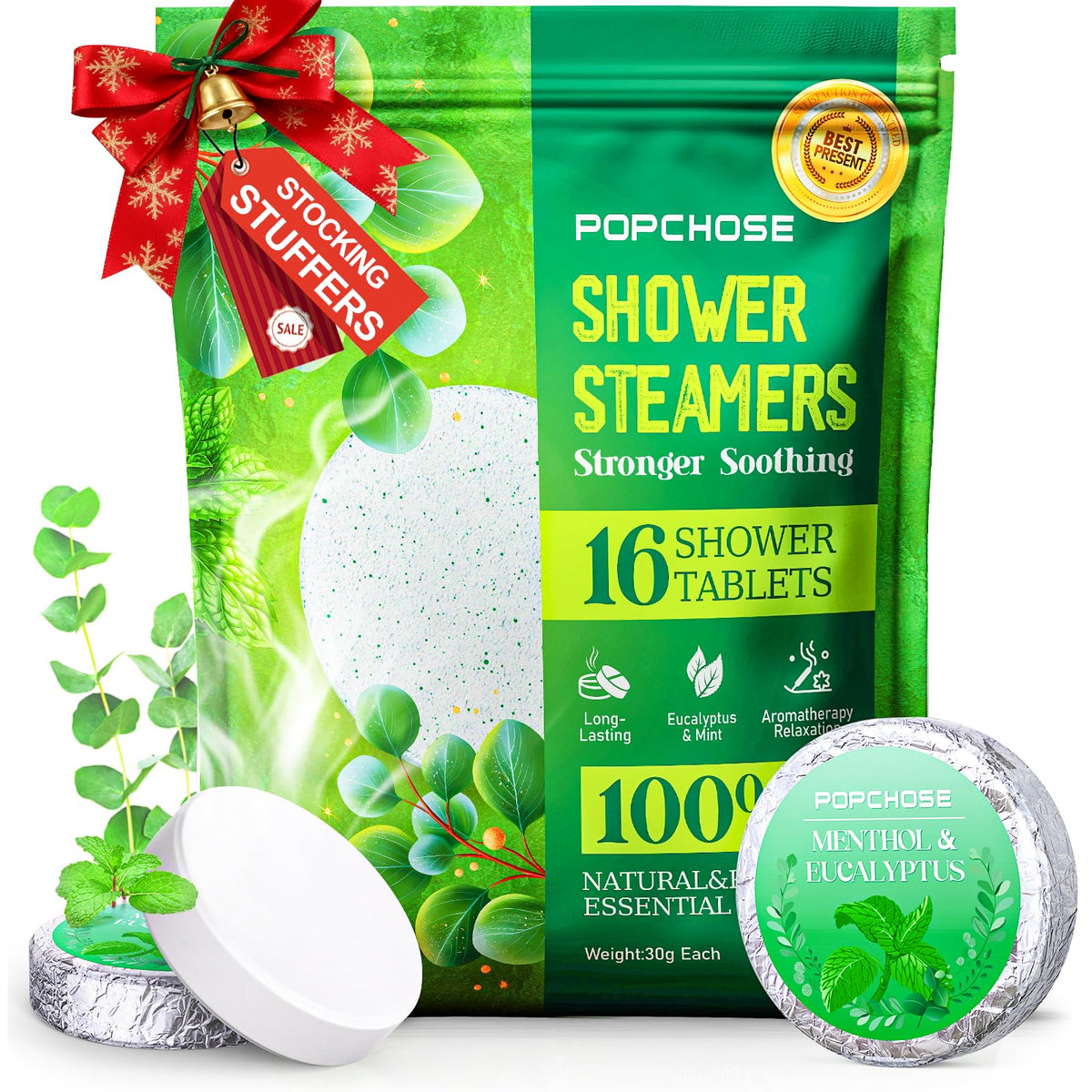 POPCHOSE Shower Steamers Aromatherapy 16 Pack front view