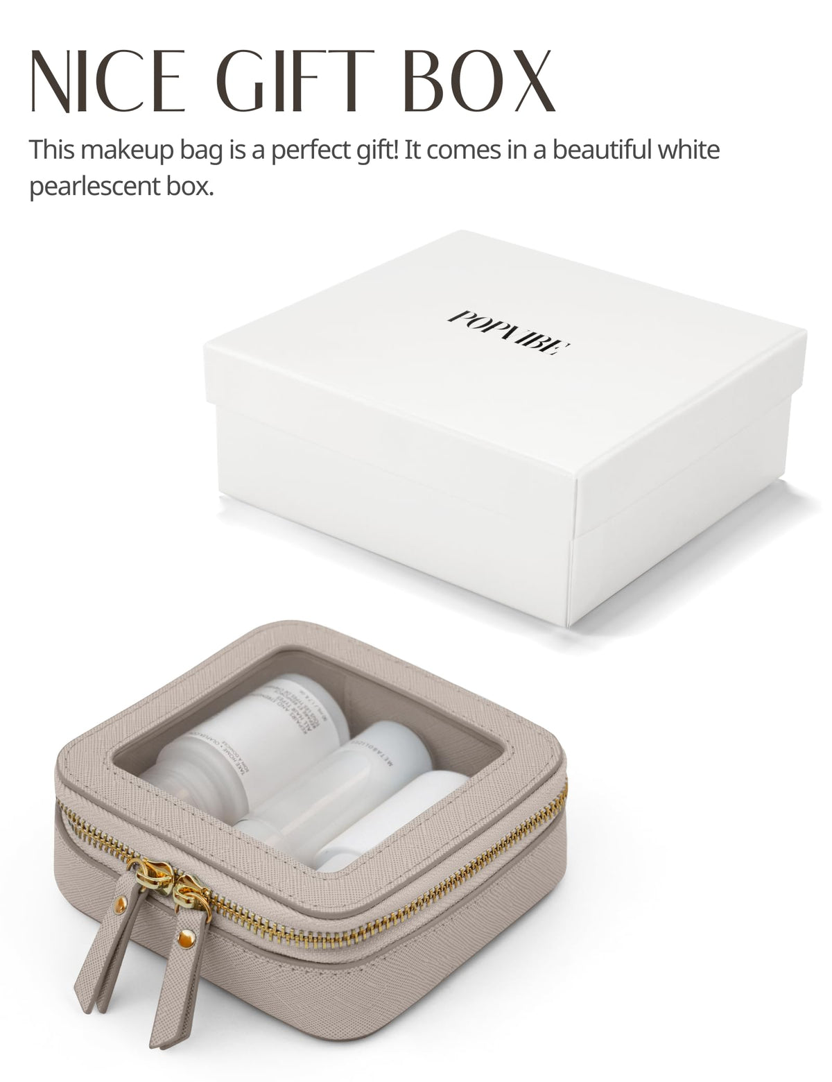 Popvibe Clear Makeup Bag compact size in hand