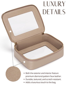 Popvibe Clear Makeup Bag compact size on a travel bag