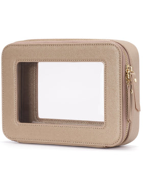 Popvibe Clear Makeup Bag front view in gold
