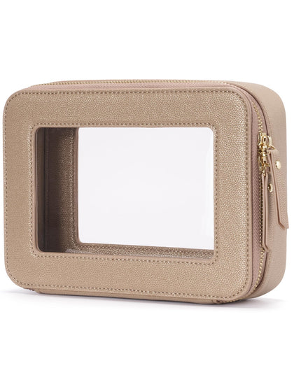 Popvibe Clear Makeup Bag front view in gold
