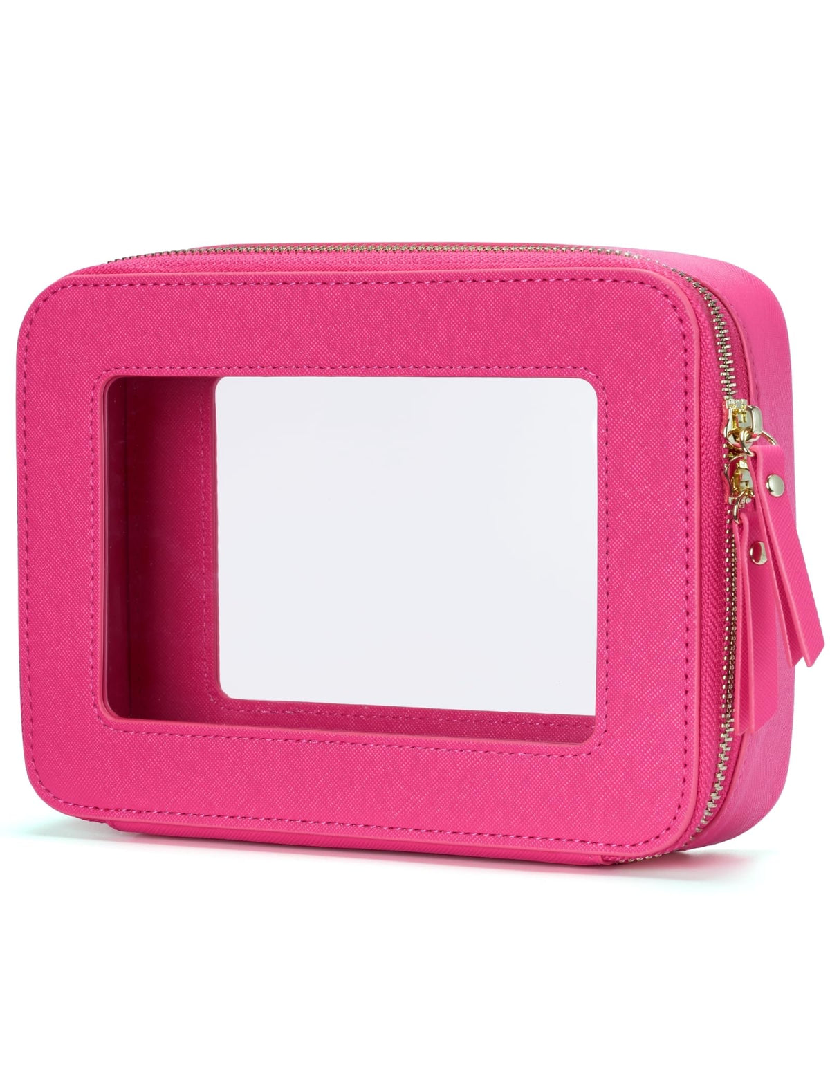 Popvibe Clear Makeup Bag front view in hot pink