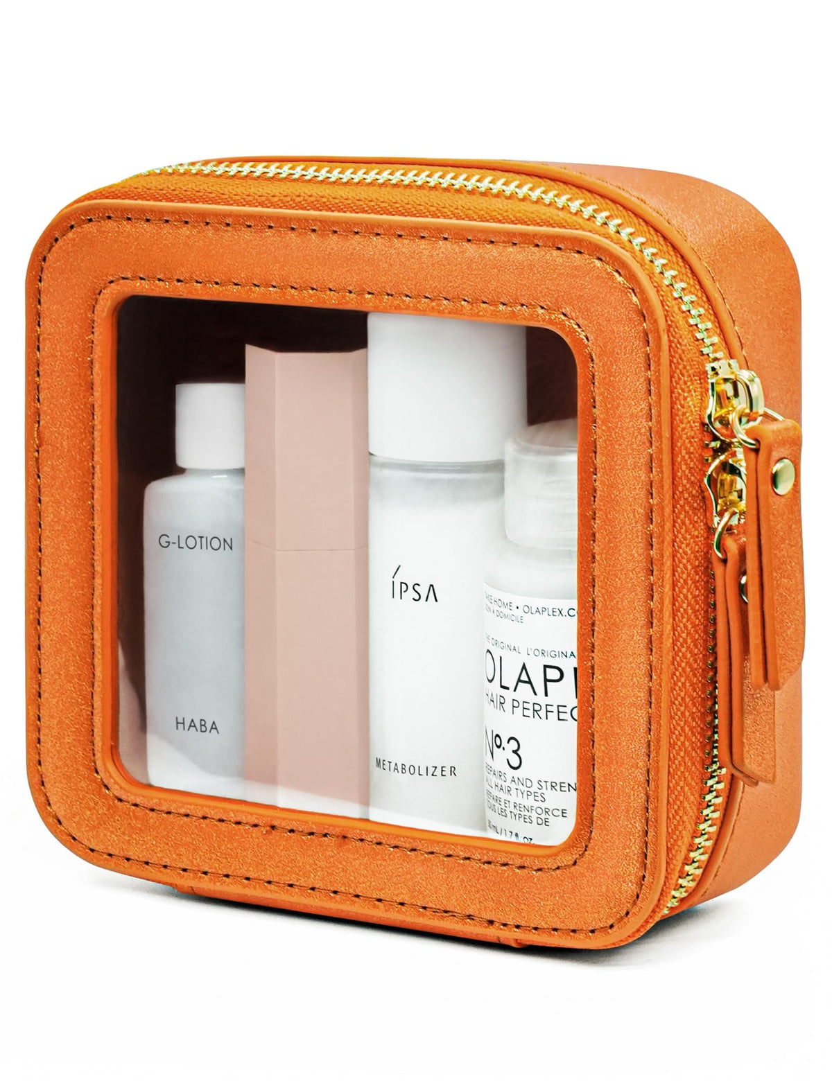 Popvibe Clear Makeup Bag front view in orange