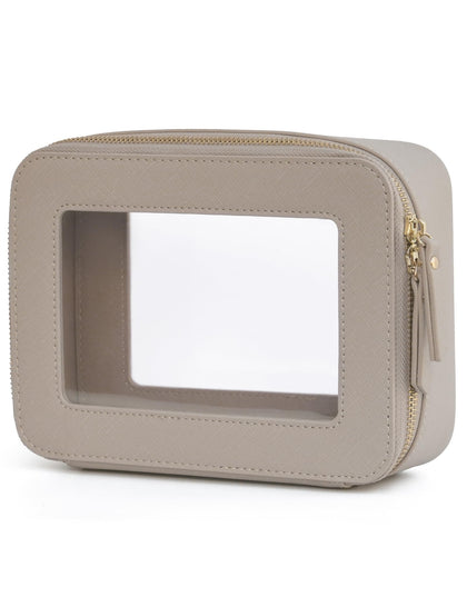 Popvibe Clear Makeup Bag front view with zipper