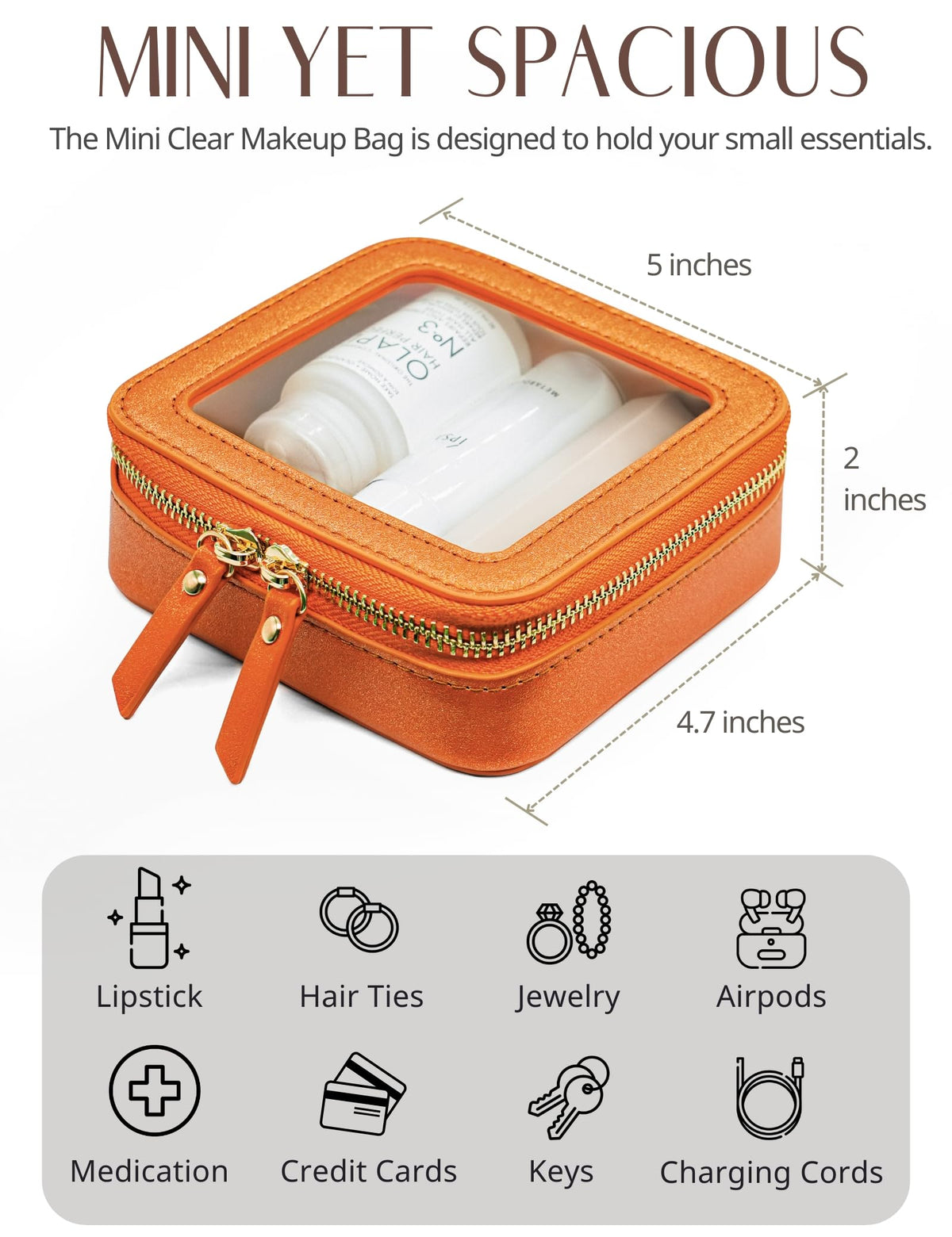Popvibe Clear Makeup Bag in a car console