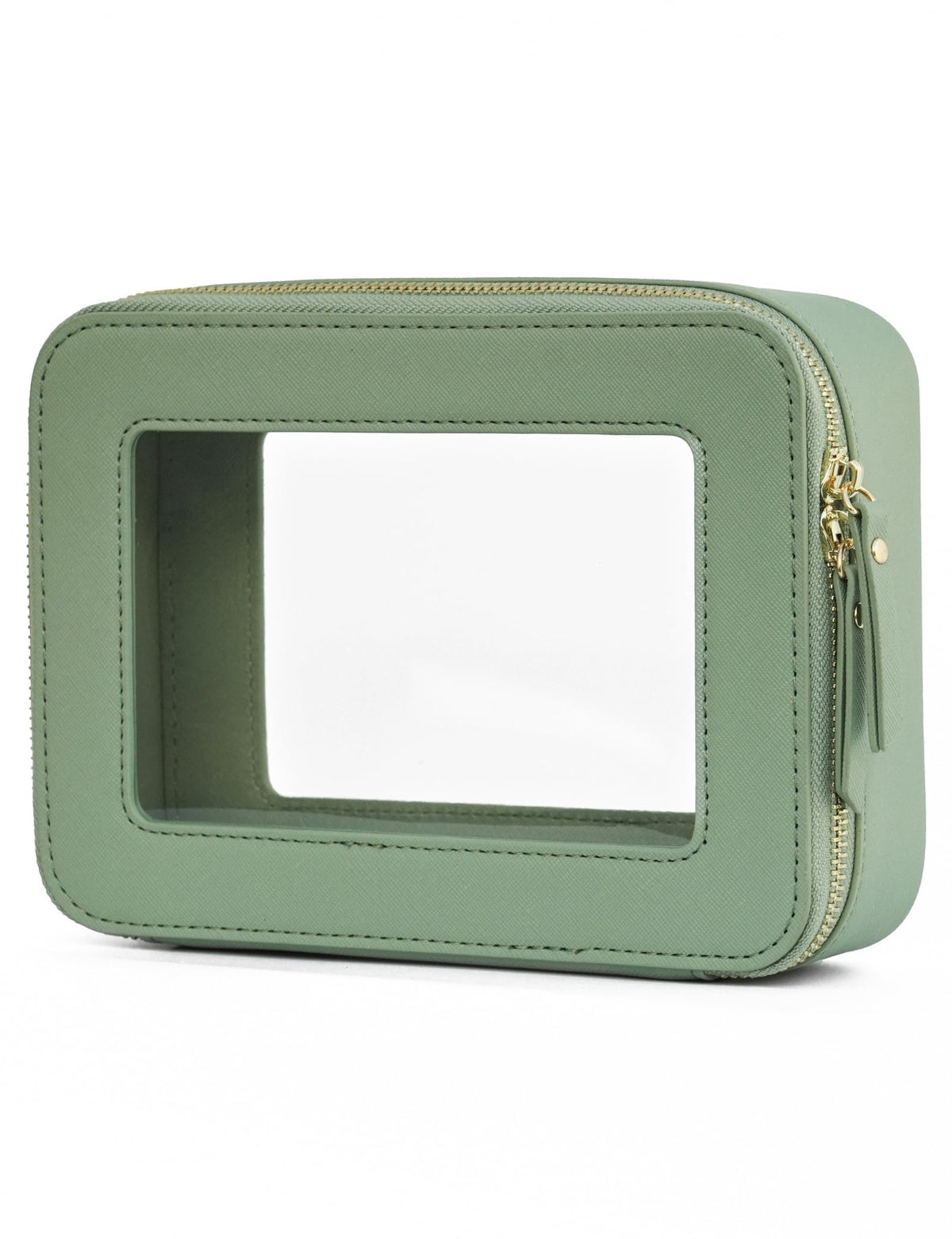 Popvibe Clear Makeup Bag in sage green front view