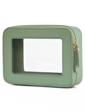 Popvibe Clear Makeup Bag in sage green front view