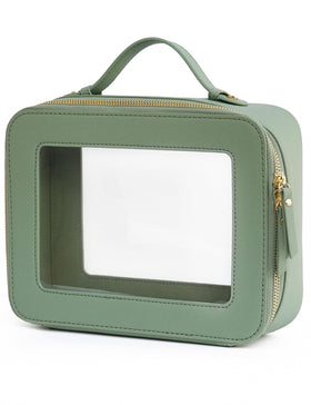 Popvibe Clear Makeup Bag in Sage Green front view