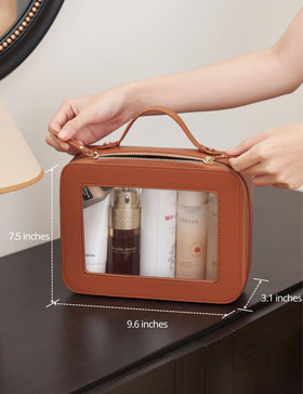 Popvibe Clear Makeup Bag interior with makeup products