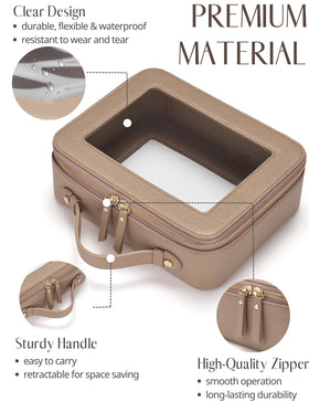 Popvibe Clear Makeup Bag Large side view with zipper