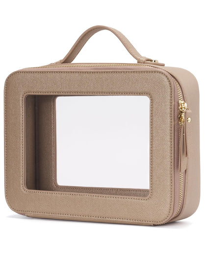 Popvibe Clear Makeup Bag Large Travel Cosmetic Case front view