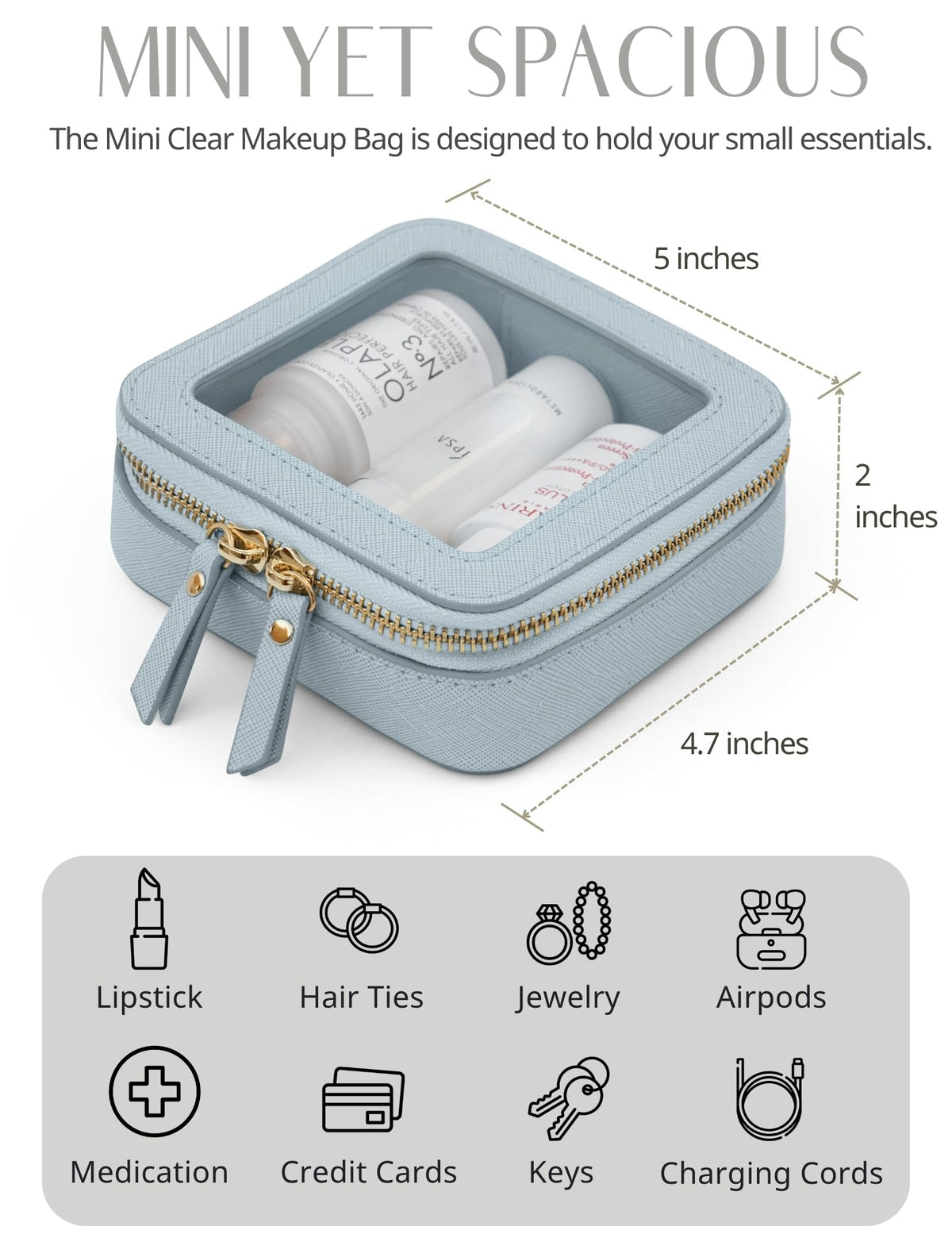 Popvibe Clear Makeup Bag lifestyle scene on a vanity