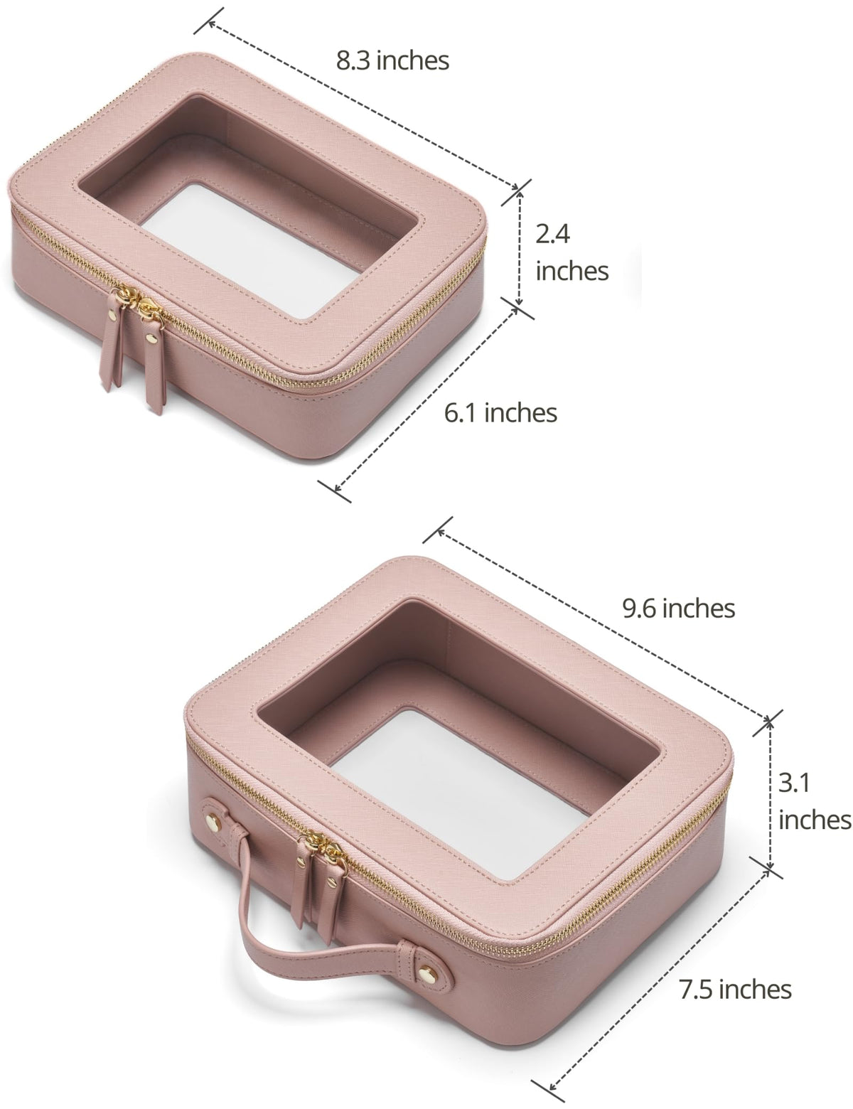 Popvibe Clear Makeup Bag medium size with zipper detail