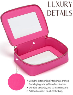 Popvibe Clear Makeup Bag placed on a travel suitcase