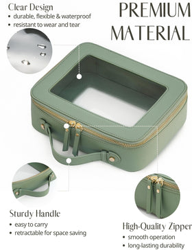 Popvibe Clear Makeup Bag showing zipper and handle