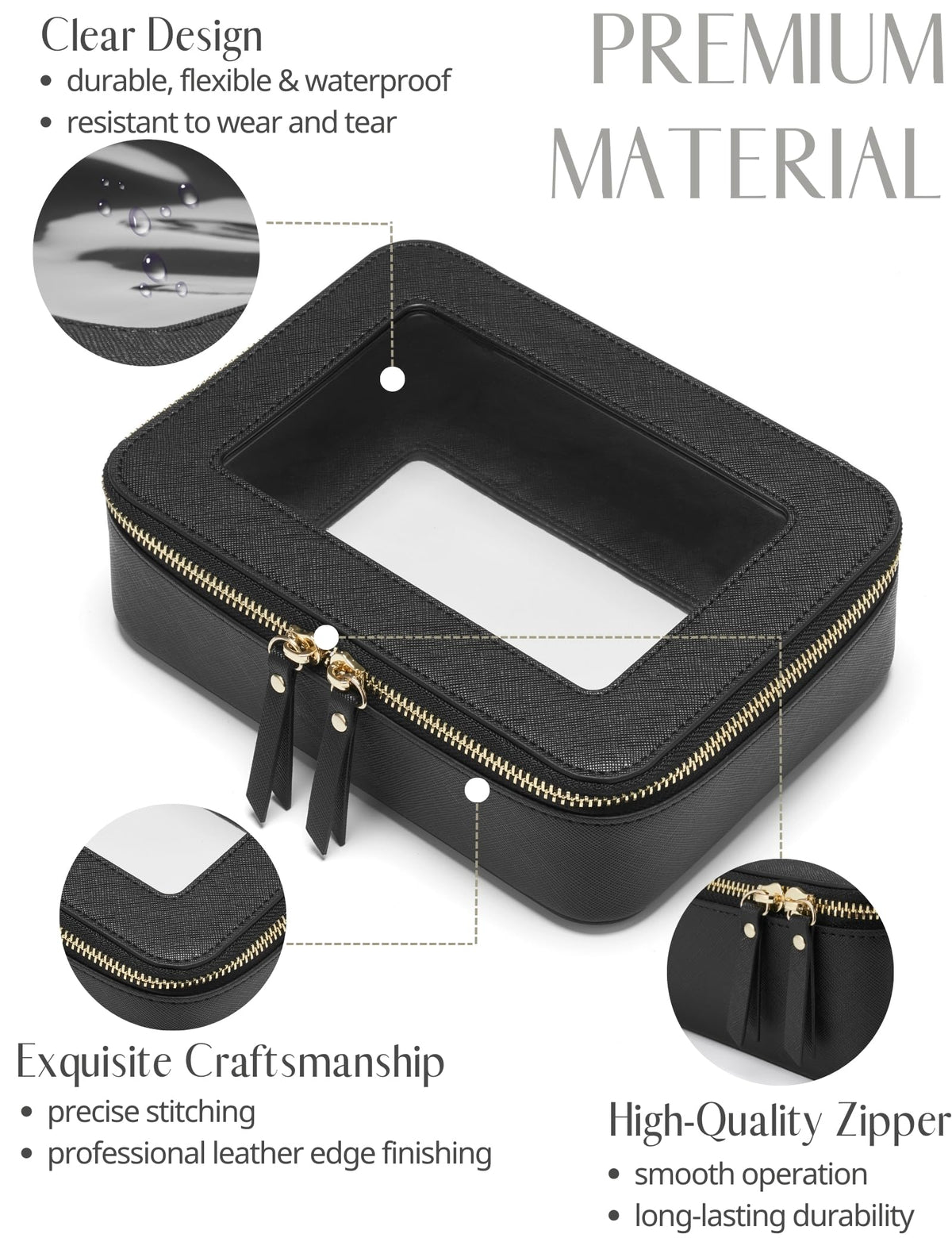 Popvibe Clear Makeup Bag side view showing transparent design