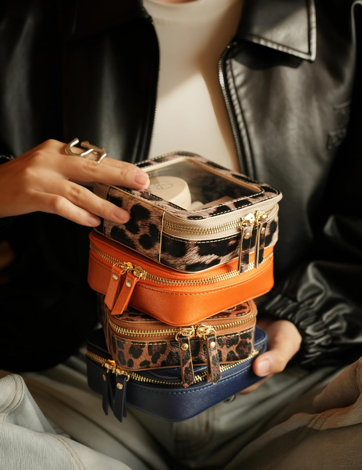 Popvibe Clear Makeup Bag styled with accessories