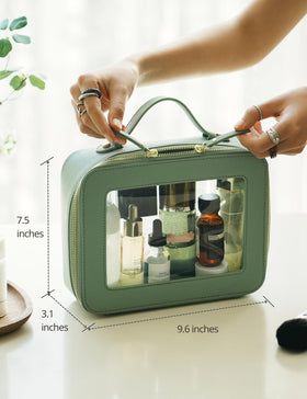 Popvibe Clear Makeup Bag with light gold metal hardware