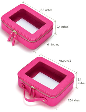 Popvibe Clear Makeup Bag with light gold metal hardware accents
