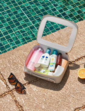 Popvibe Clear Makeup Case filled with makeup products