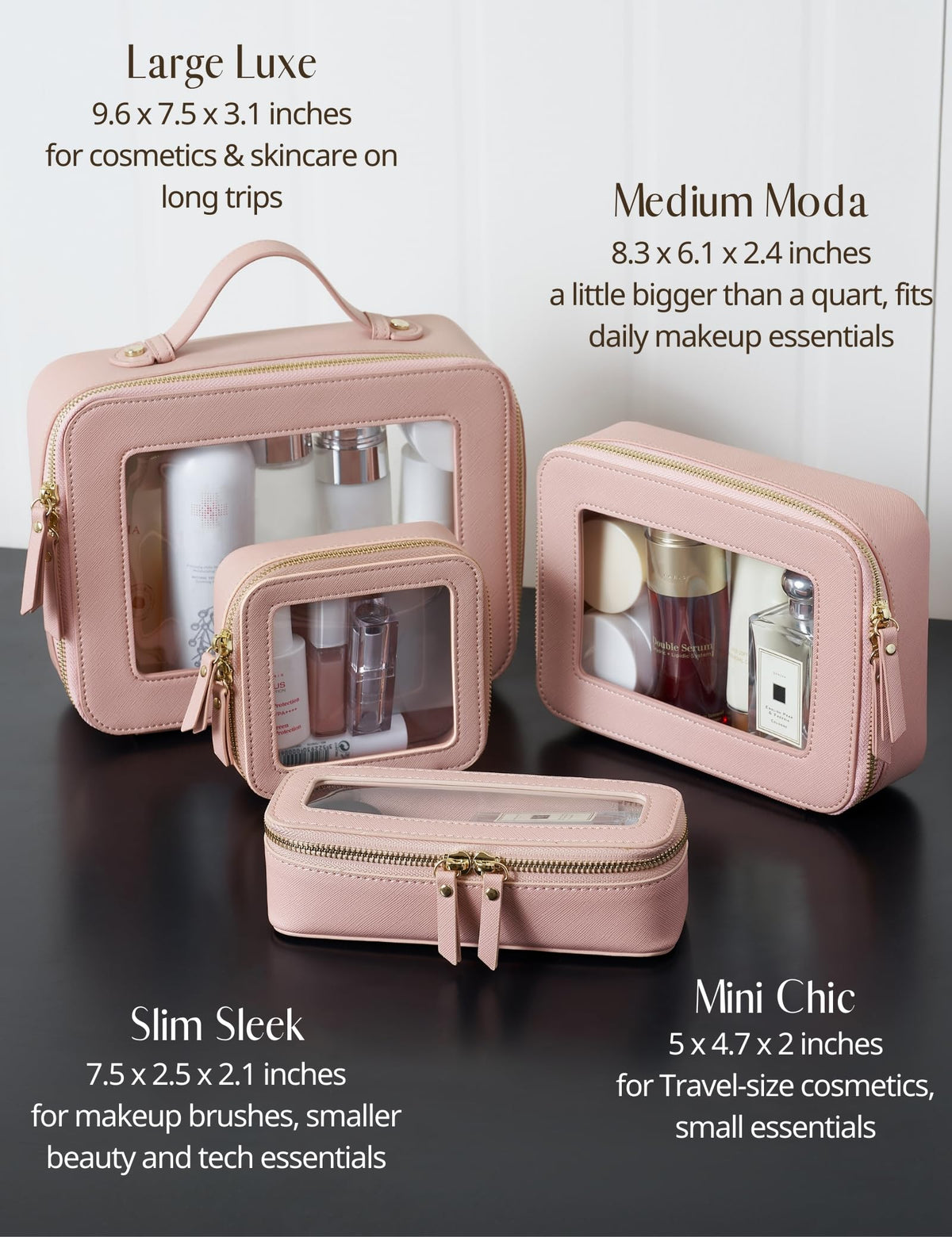 Popvibe Clear Makeup Case lifestyle scene with accessories