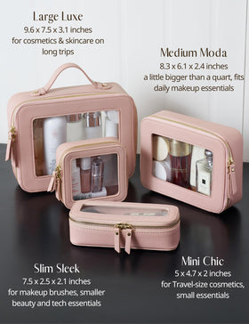 Popvibe Clear Makeup Case lifestyle scene with accessories