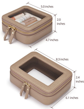 Popvibe Clear Makeup Case medium size with light gold zipper