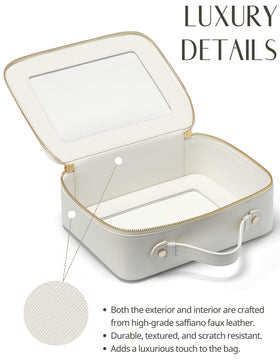 Popvibe Clear Makeup Case on a travel suitcase