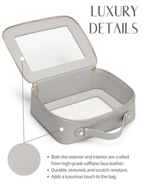 Popvibe Clear Makeup Case Set on a travel suitcase